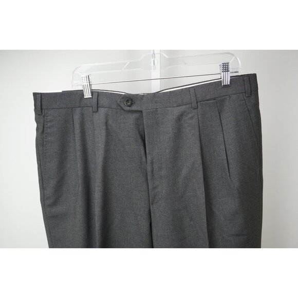 Brioni Canazei Solid Gray 100% Wool Dress Pants Sz 56 NEW